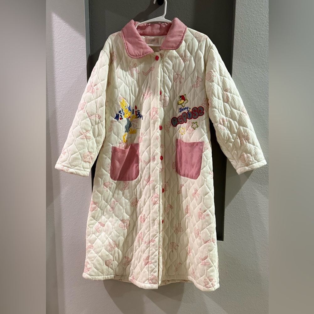 Vintage whimsical Quilted House Coat Robe